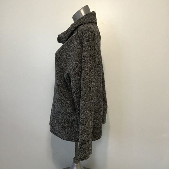 Roots Canada Black White Marled Knit Long Sleeve Cowl Neck Sweater Size XL - Picture 6 of 12